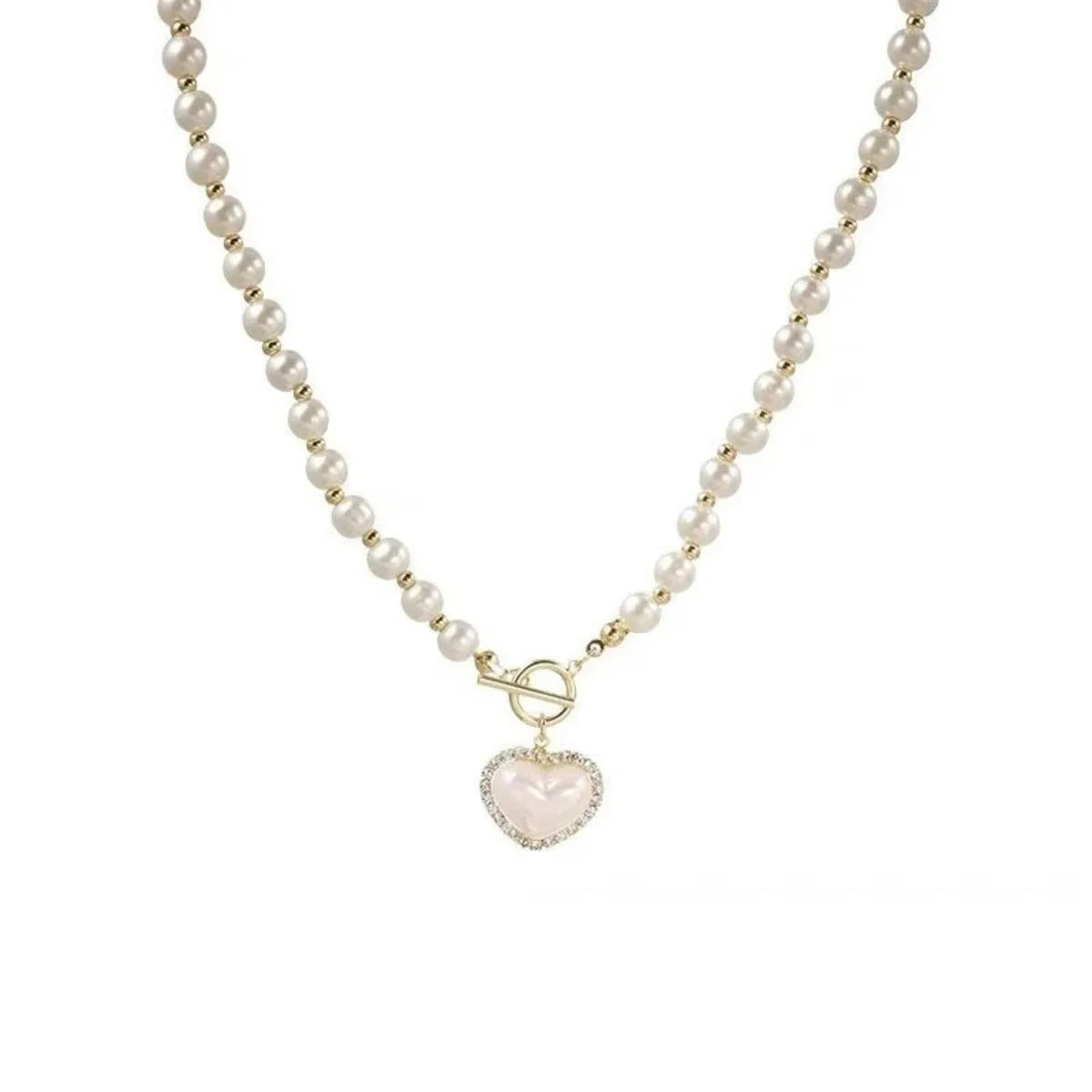 Elegant Pearl Necklace For Women Heart Pendant Necklaces Luxury Imitation Pearls Chain Necklaces Korean Jewelry Girls Gifts Vera Lux