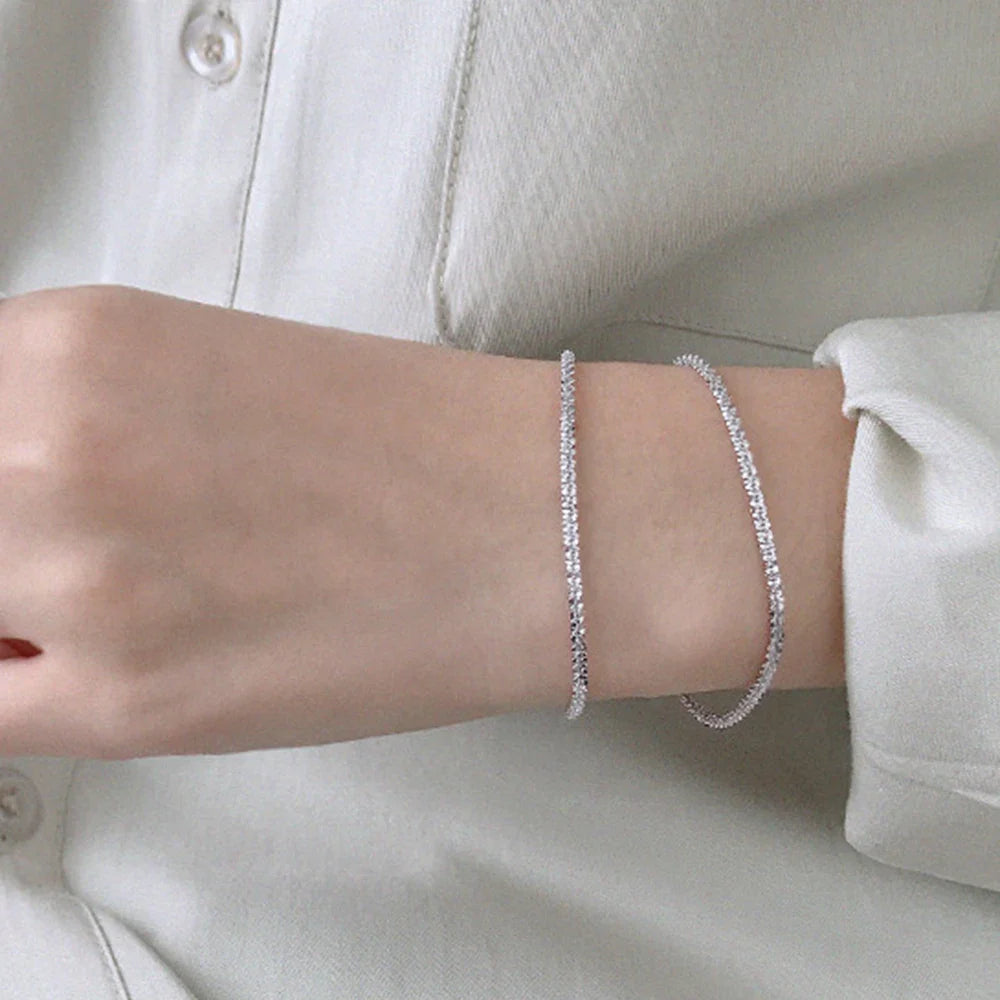 Stainless Steel Chain Bracelet for Women Silver Color Fashion Simple Shiny Minimalist Charm Bracelet Wedding Party Jewelry Vera Lux