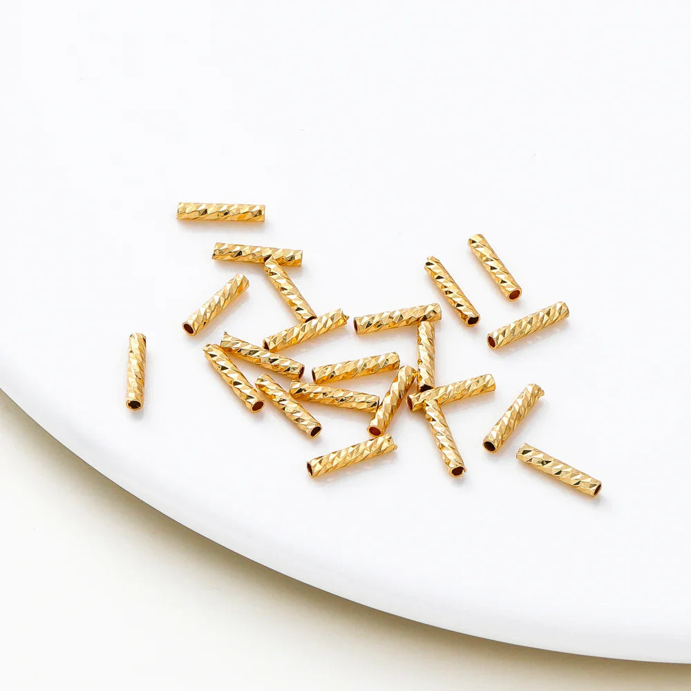 100pcs 7MM 10MM 14K 18K Gold Plated Brass Straight Tube for Bracelet Making StripeTubes Jewelry Supplies Diy Accessories Vera Lux