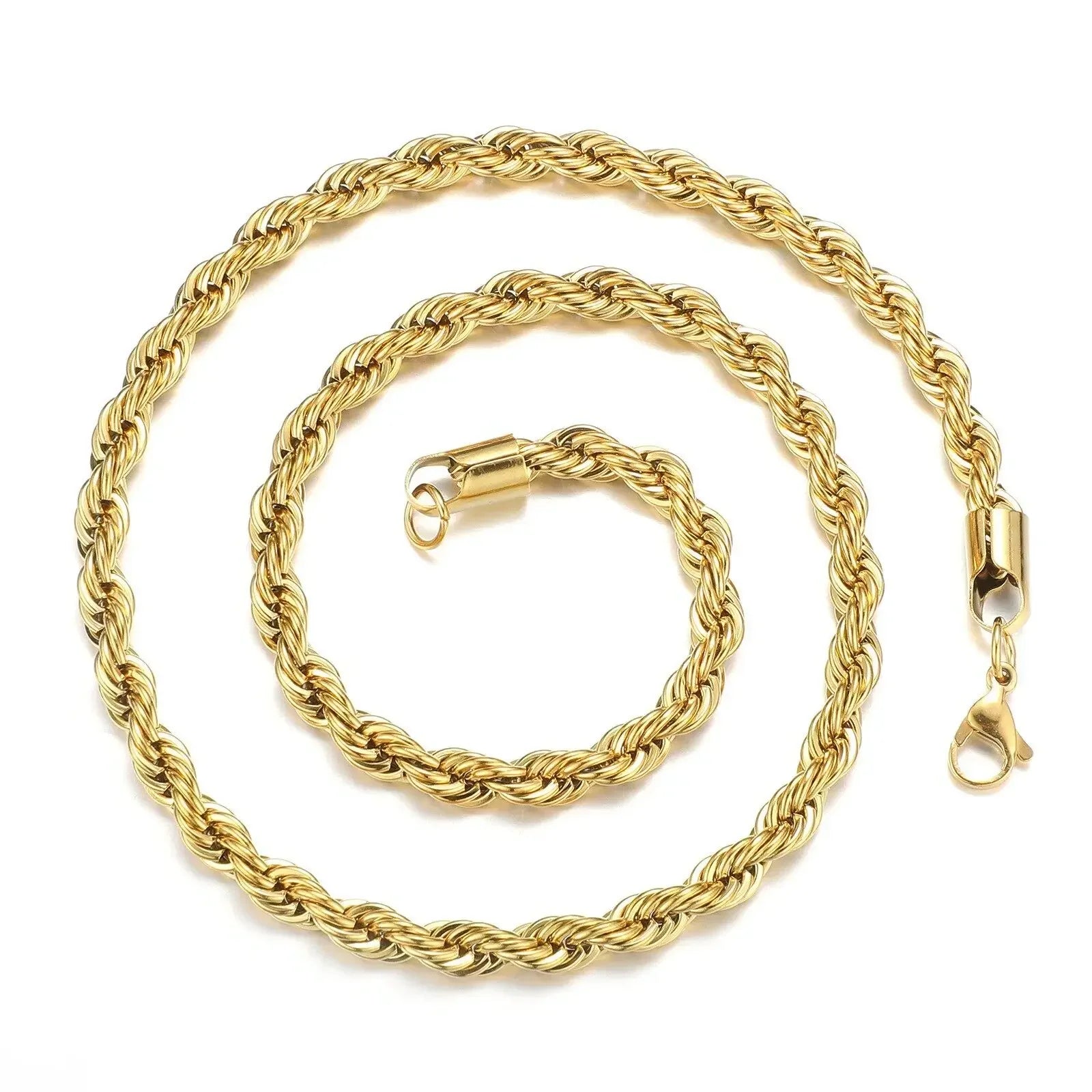 2-6MM Gold Color Twisted Rope Chain Necklace Stainless Steel Never Fade Waterproof Choker For Men Women Fashion Jewelry Vera Lux