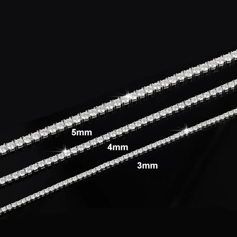 NeeTim 3/4/5mm Moissanite Tennis Necklace for Women Man S925 Silver with 18k Gold Plated Neck Chains Trendy Hiphop Party Jewelry Vera Lux