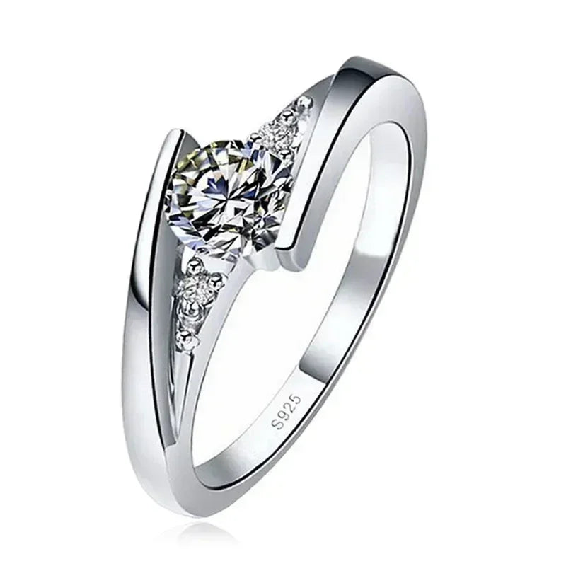 2024 Cute Female Small Round Zircon Stone Ring Vintage Silver Color Wedding Jewelry Promise Crystal Engagement Rings For Women Femstylo