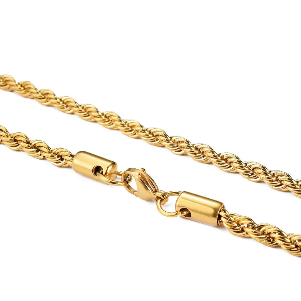 2-6MM Gold Color Twisted Rope Chain Necklace Stainless Steel Never Fade Waterproof Choker For Men Women Fashion Jewelry Vera Lux