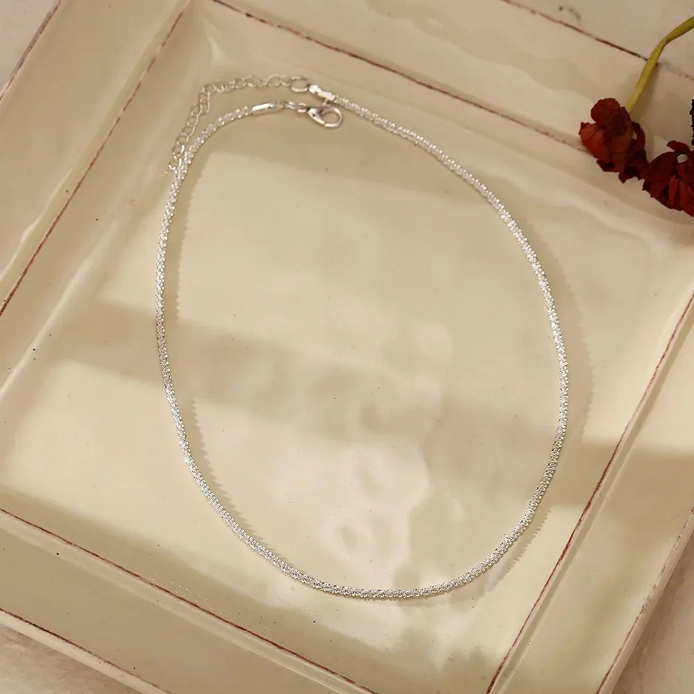 Silver Color Sparkling Necklace For Women Trendy Clavicle Chain Choker Girls Korean Wedding Party Jewelry Accessories Vera Lux