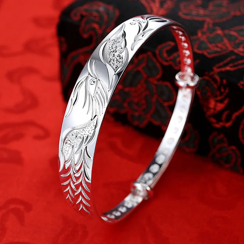Luxury 925 Sterling Silver Noble Phoenix Bracelets Bangles For Women Fashion Party Wedding Jewelry Holiday Gifts Adjustable Vera Lux