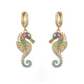 NEWBUY 2024 Trendy Colourful AAA CZ Zircon Inlay Seahorse Dangle Earrings For Women Party Jewelry Vera Lux