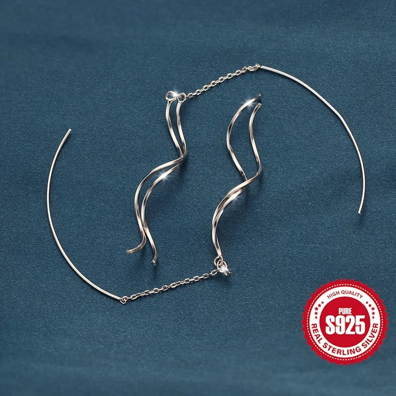 Elegant Crossed Wave S925 Silver Earrings for Women Suitable for Daily Commuting And Various Occasions Gift Essential Vera Lux