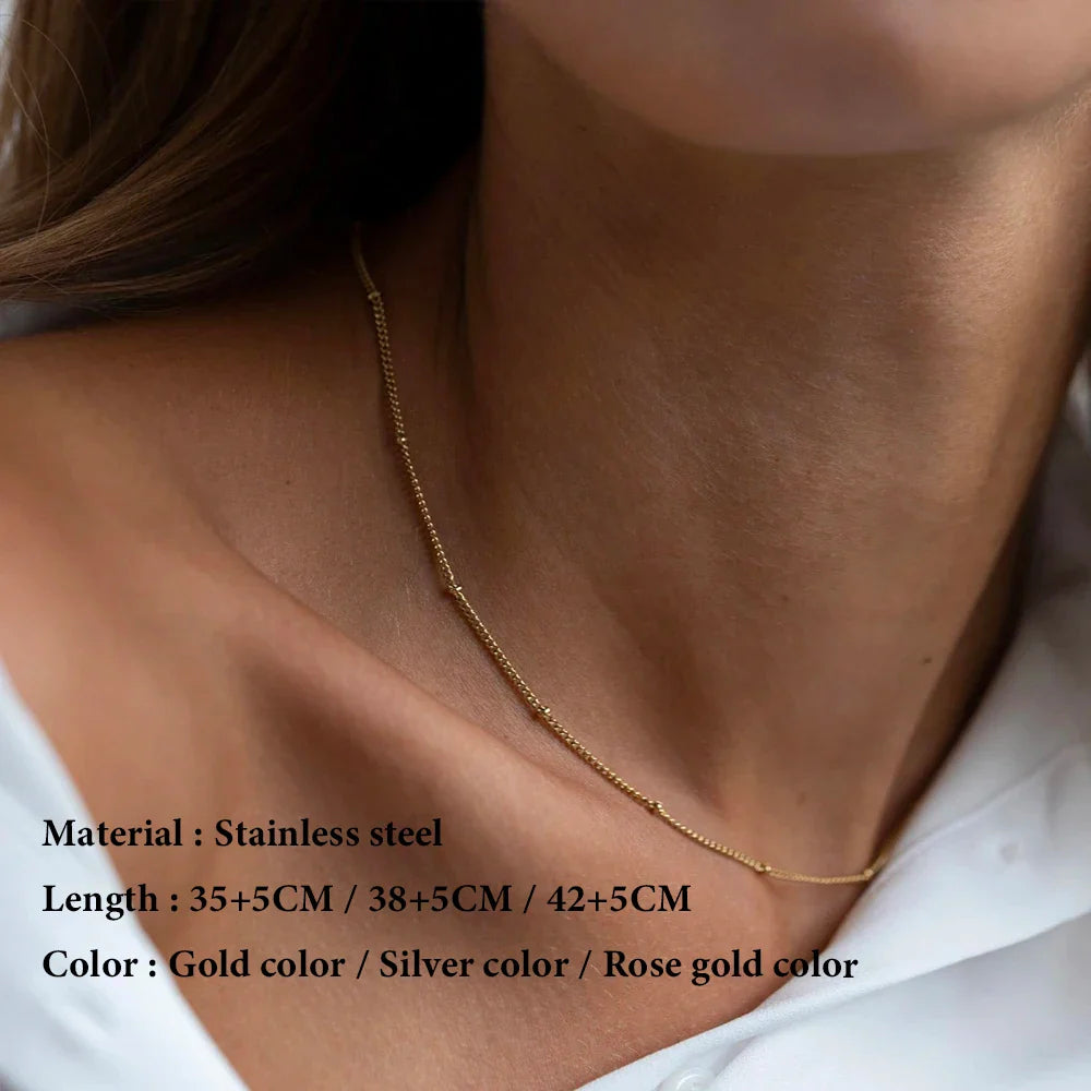 SUNIBI Gold Color Stainless Steel Chain Choker Necklace Women Chain Necklace Sets for Women Gift Jewelry Wholesale Vera Lux