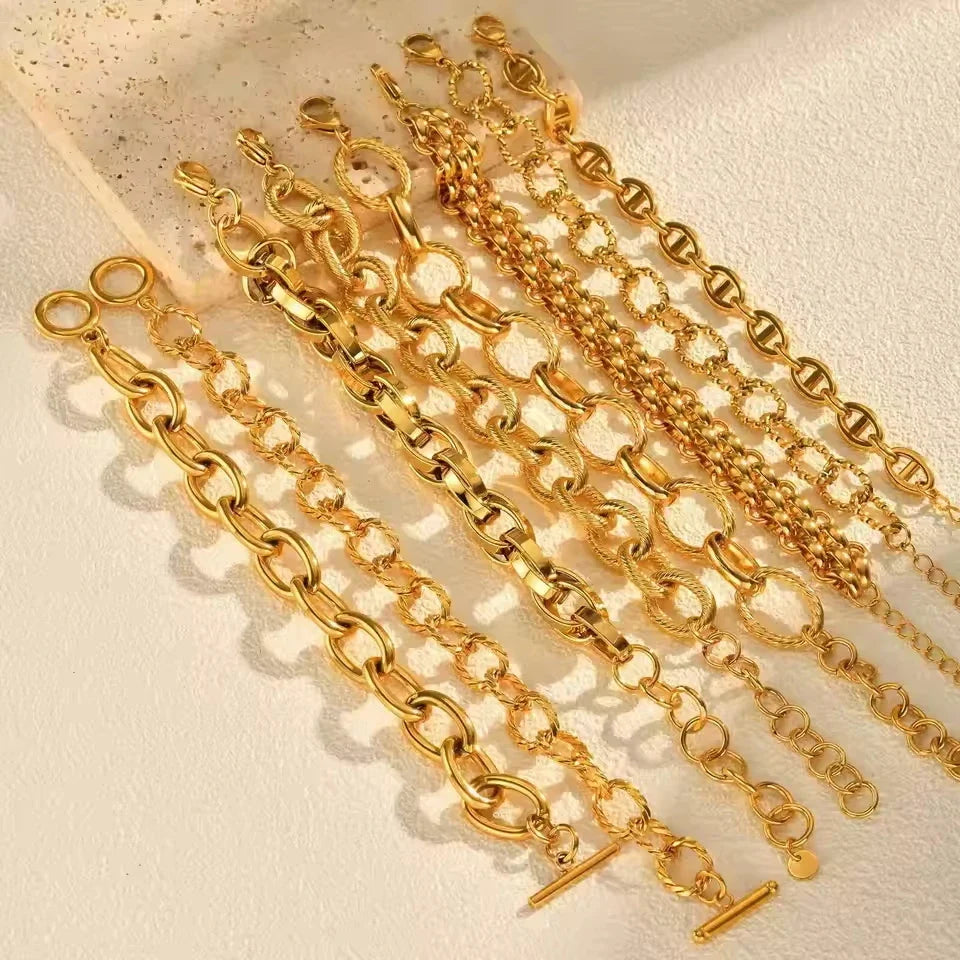 Chunky Bold Toggle Bracelets for Women, Stainless Steel OT Buckle Link Chain Bracelet Gold Plated Tarnish Free Vera Lux