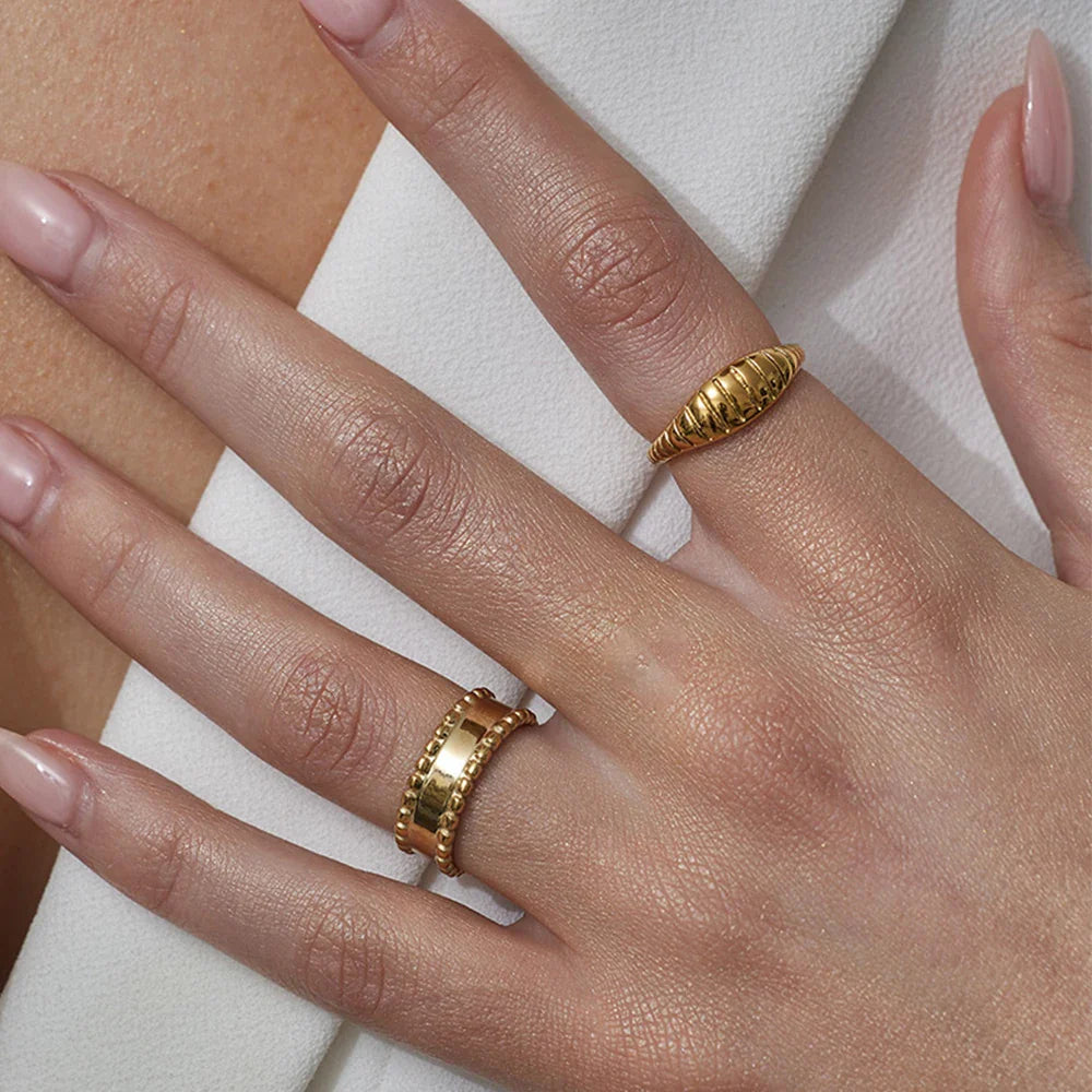 SUNIBI Stainless Steel Ring for Women And Men Fashion Style Texture Tail Classic Couple Rings Gifts Wedding Jewelry Wholesale Vera Lux