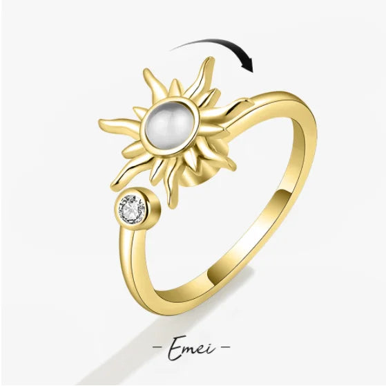 Anti Stress Anxiety Fidget Rings for Women Stainless Steel Sunflower Sun Star Spinner Ring Christmas Jewelry Gifts Dropshipping Vera Lux