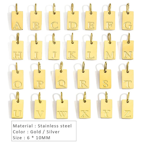 10PCS Alphabet Charm Pendant for Necklaces Stainless Steel Jewelry DIY Engraved Lettering Accessories Women's Fashion Jewelry Vera Lux