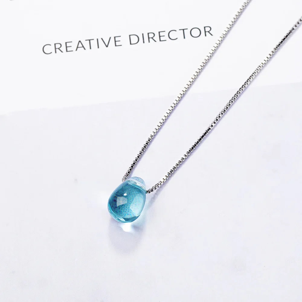 925 Sterling Silver Blue Lucky Crystal Pendants Necklaces For Women Vintage Luxury Jewelry Accessories Jewellery Trend 2024 Vera Lux