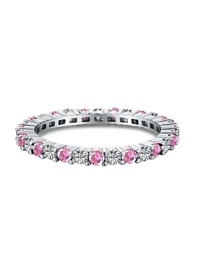 925 Sterling Silver Fashion Shiny 1.4mm Full Zircon Stackable Plain Ring For Women Daily Party Personalized Fine Jewelry Vera Lux