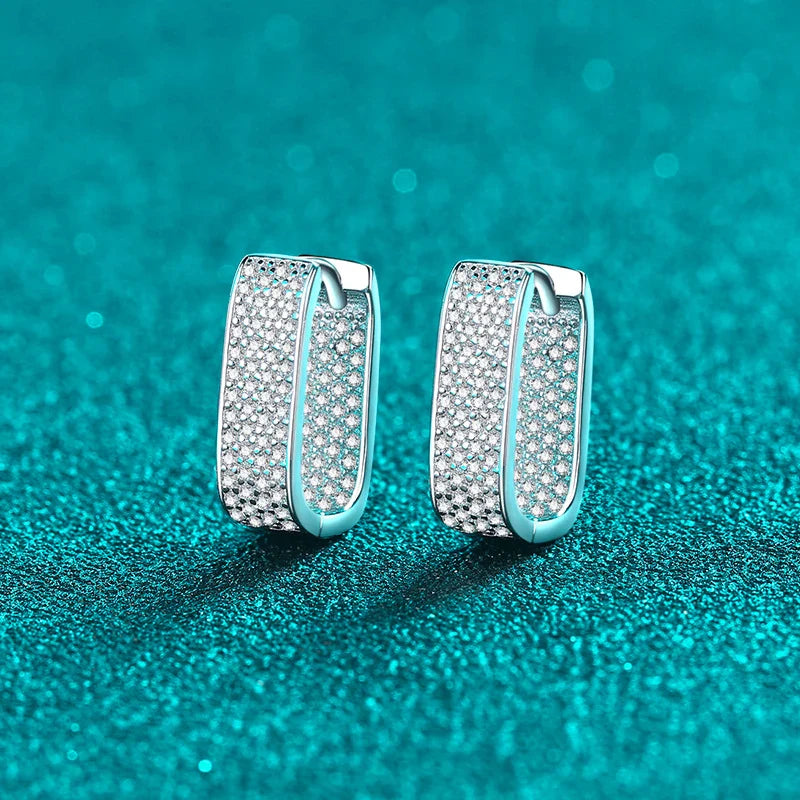 NeeTim Full D Color Sparkling Moissanite Earrings 925 Sterling Silver Classic Shining Hoop Earrings For Women Wedding Jewelry Vera Lux