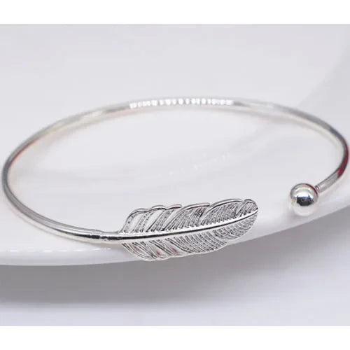 925 Sterling Silver Angel Feather Lucky Arm Cuff Designer Bracelets Bangles For Women Party Jewelry Gifts Jewellery Vera Lux