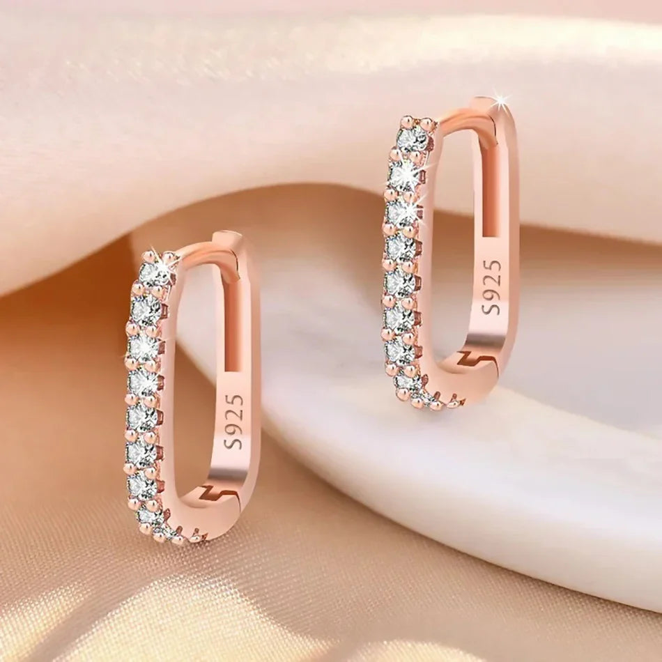 High-quality 925 Sterling Silver Crystal Fashion Circle Hoop Earrings for Woman Wedding Party Gift Street Versatile Jewelry Vera Lux