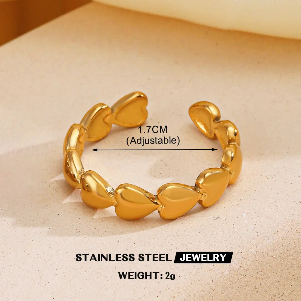 1Pc Stainless Steel Gold Color Rings For Women Waterproof Geometric Open Finger Ring Girls Fashion Daily Jewelry Accessories Vera Lux