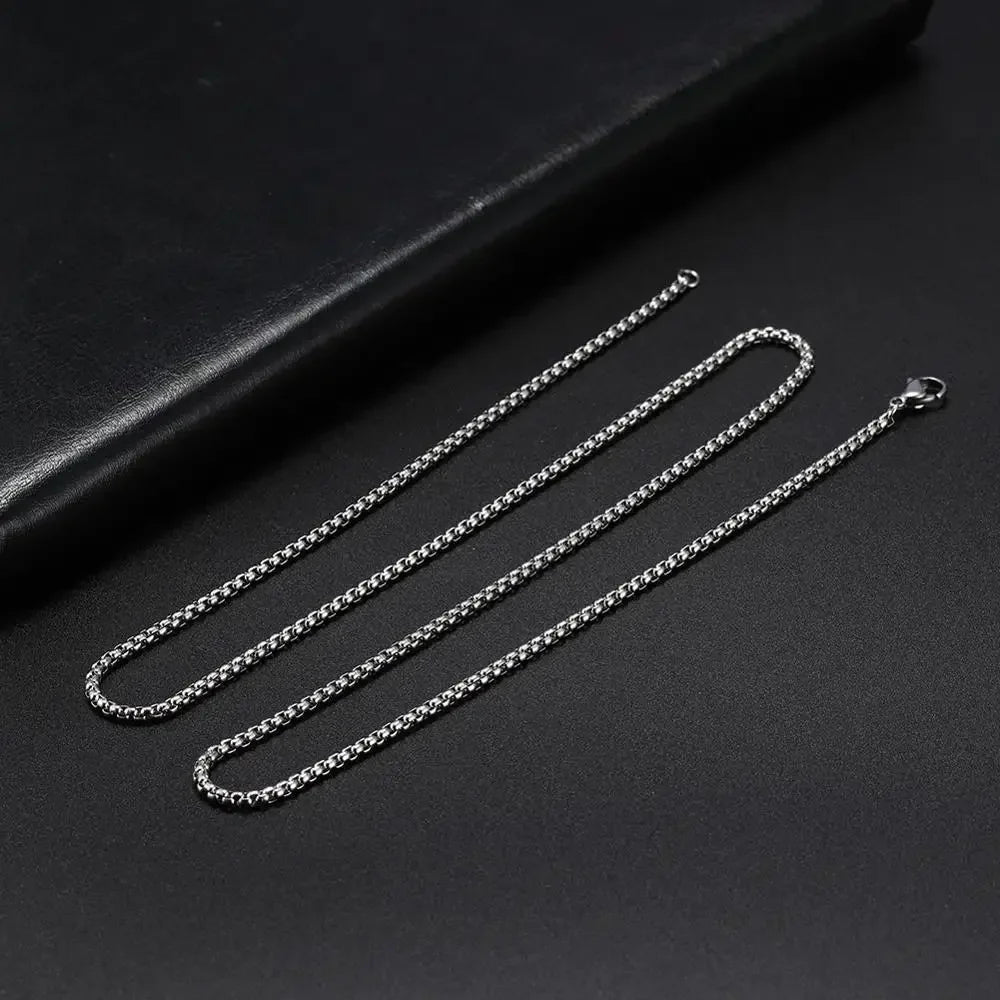 Skyrim Fashion Long Box Chain Necklace Stainless Steel Basic Punk 2-7mm Thick Chains Jewelry Gift for Men Women Wholesale Vera Lux