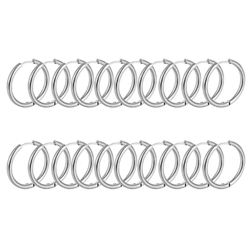 10/20Pcs Minimalist 316L Stainless Steel Small Hoop Earrings For Women Man Classic Round Earrings Fashion Ear Piercing Jewelry Vera Lux
