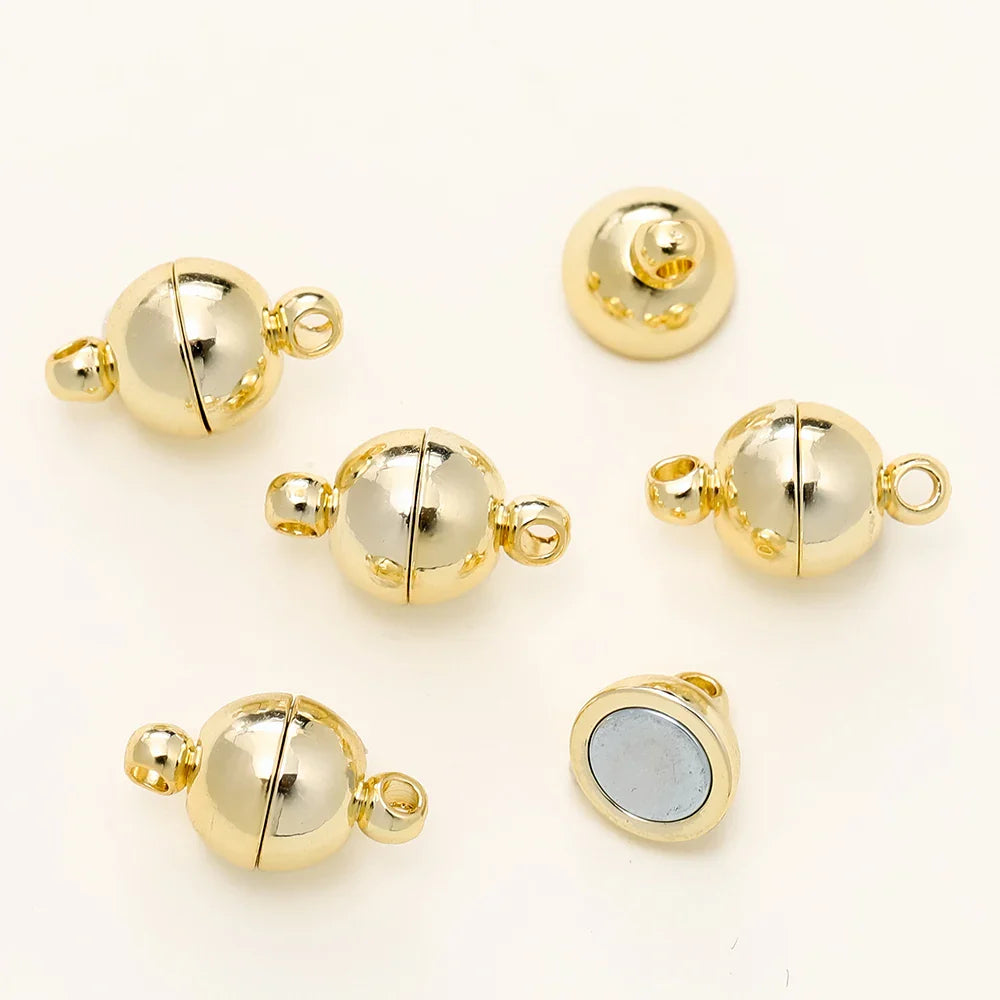 4/6pcs/pack 8*14MM 14K/18K Gold Plated Brass Magnetic Bracelet Clasp Beads for Handmade DIY Jewelry Making Accessories Vera Lux