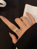 Yupsk Korean Fashion Micropaved Crystal Zirconia Bow Ring for Women Girls Exquisite Ins Trendy Minimalist Finger Rings Jewelry Vera Lux