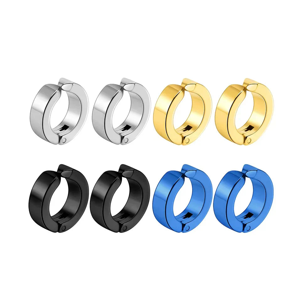 ZAKOL 2pcs/set Fashion Ear Clip Non Piercing Earrings Fake Earrings for Men Circle Round Earring Punk Rock Style Jewelry Gift Vera Lux