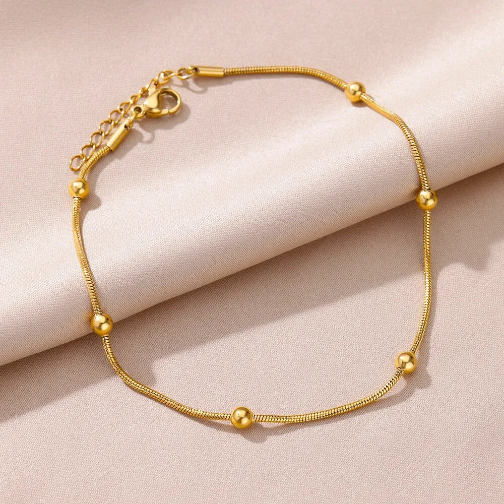 Stainless Steel Imitation Pearl Anklets for Women Gold Color Chain Ankle Bracelet Anklet Summer Beach Jewelry Accessories Gift Vera Lux