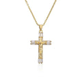 NEWBUY Gold Color Jesus Cross Pendant Stainless Steel Chain Necklace For Women Men Classic Design Christain Jewelry Gift Vera Lux