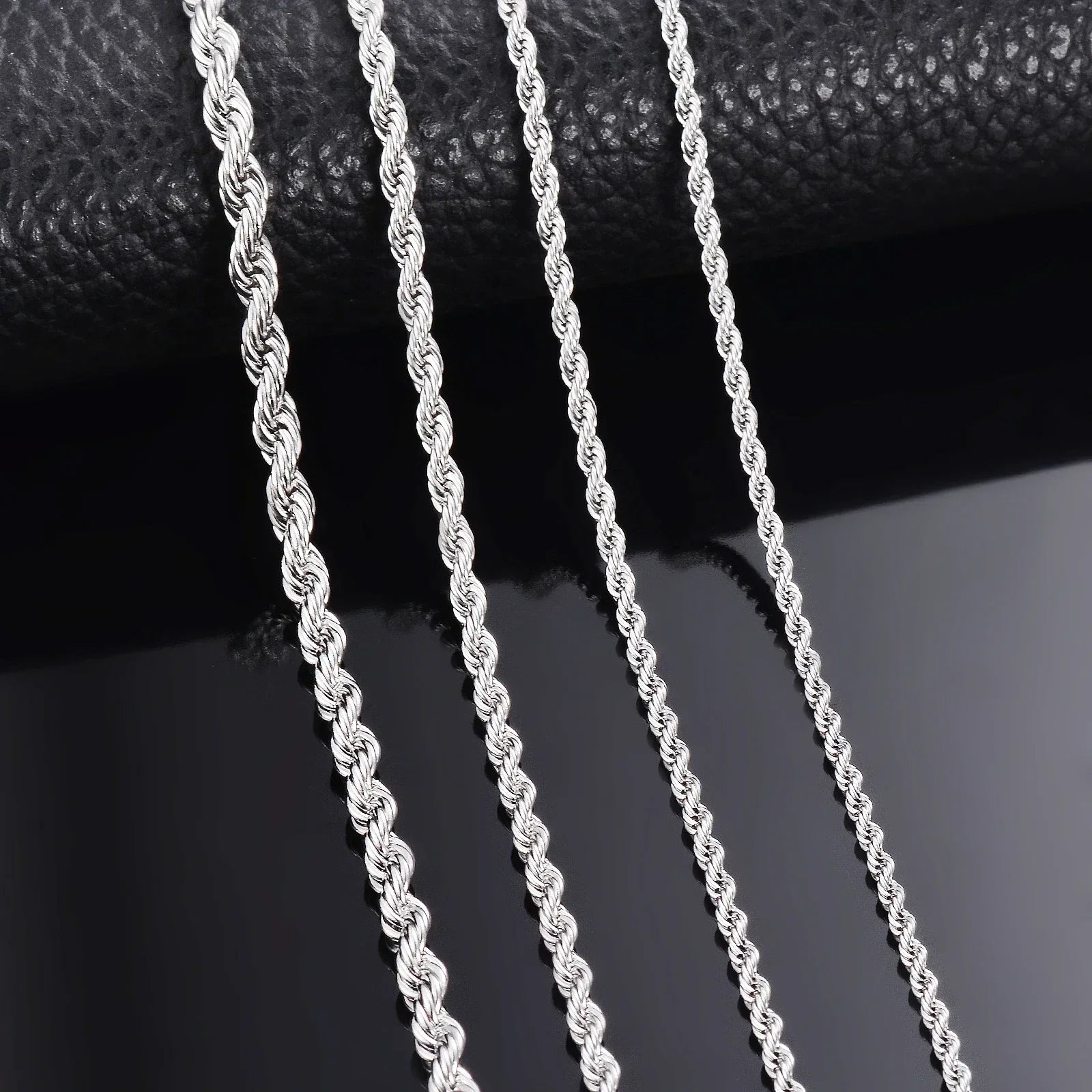 1 piece 925 sterling silver Width 2mm/3mm/4mm Rope Chain Necklace/Bracelet For Men Women Man Fashion Chain Necklace Vera Lux