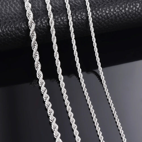 1 piece 925 sterling silver Width 2mm/3mm/4mm Rope Chain Necklace/Bracelet For Men Women Man Fashion Chain Necklace Vera Lux