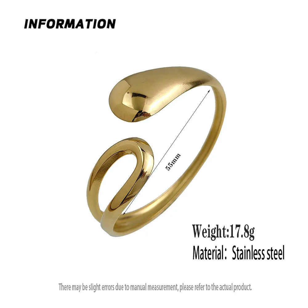 New water drop hollow stainless steel gold plated 18K bracelet, high quality waterproof silver jewelry, gift for couples Vera Lux