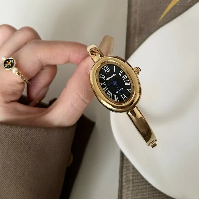 Famous Brand Women Quartz Watch Fashion Luxury Gold Wristwatch Gift Ladies Rome Dial Bracelet Watch Dropshipping Clock Vera Lux