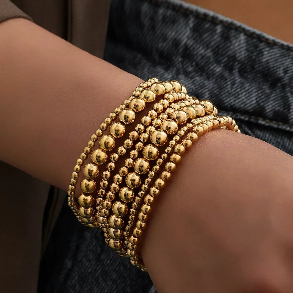 7 Pcs/Set Vintage Handmade Gold Color Beads Bracelets Set Stretch Women Trendy Bracelets Fshion Girls Party Boho Jewelry Gifts Vera Lux