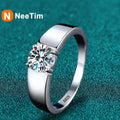 NeeTim 1ct 2ct D Moissanite Wedding Band Men Ring 925 Sterling Silver Engagement Rings For Man With Certificate Fine Jewelry Vera Lux