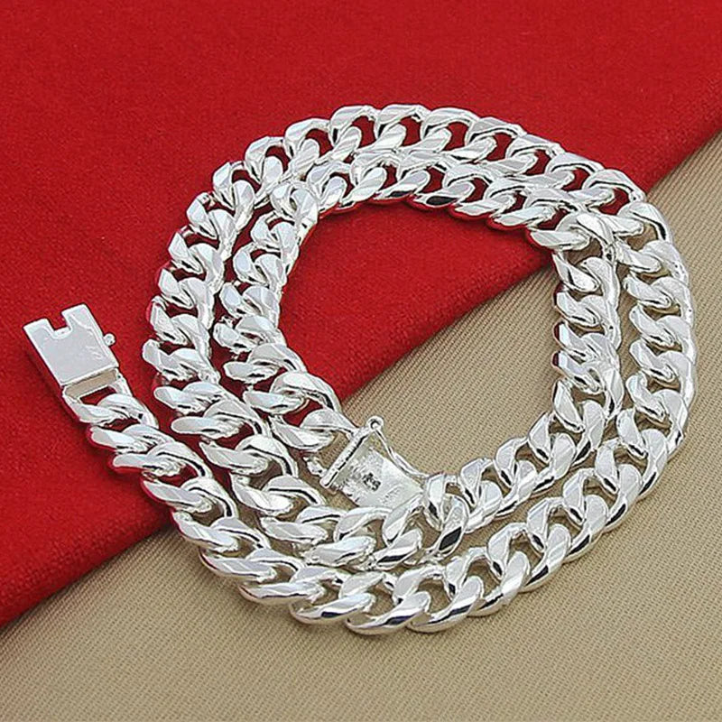 Aravant 925 Silver 10MM Necklace Bracelets Chain Set For Men Women Fashion Jewelry Vera Lux