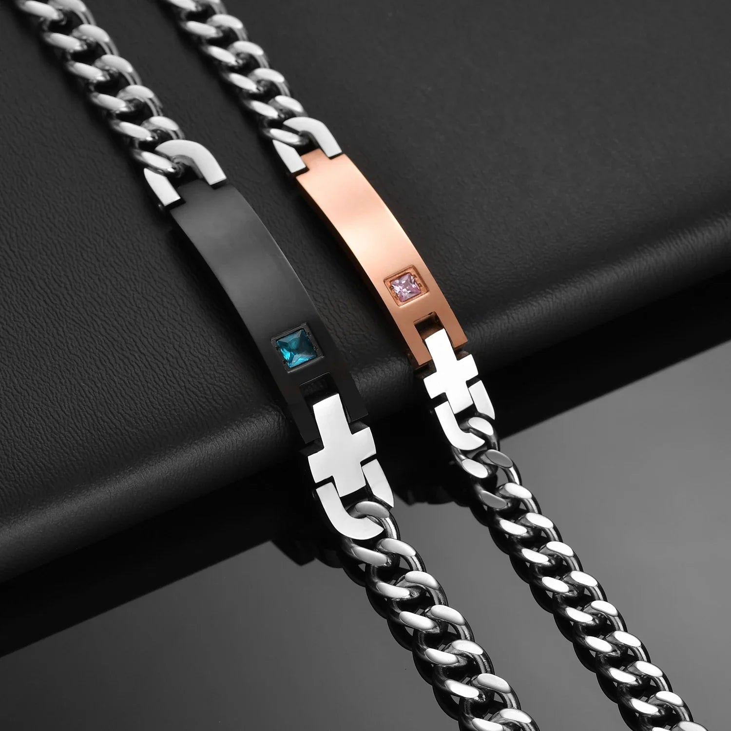 Bluelory Personalized Bracelet For Men  Women Stainless Steel Multi Styles Blank Nameplate Heart Bracelet  Party Jewelry Gift Vera Lux