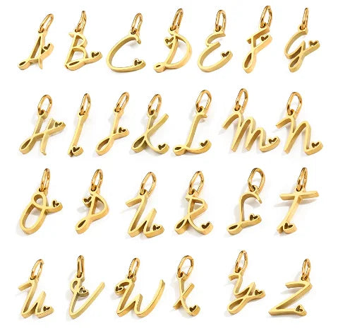 Personalized Stainless Steel Heart Alphabet Pendant DIY Accessories for Necklace Woman Men Jewelry Initials Birthday Gift A-Z Vera Lux