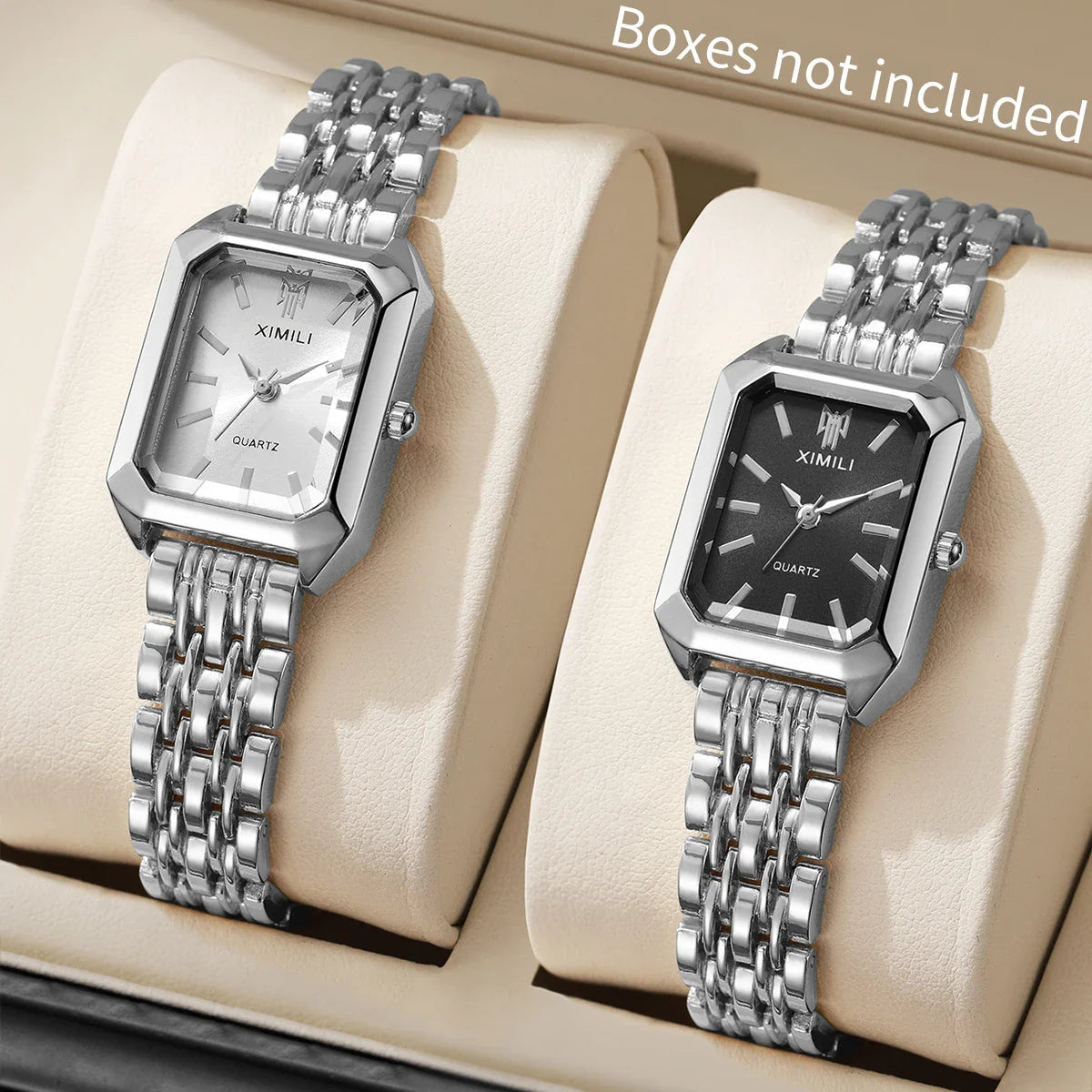 1/2/4PCS  Elegant Rectangle Woman Quartz Watch Luxury Stainless Steel Band Ladies Wristwatches Reloj Mujer（Without Box） Vera Lux