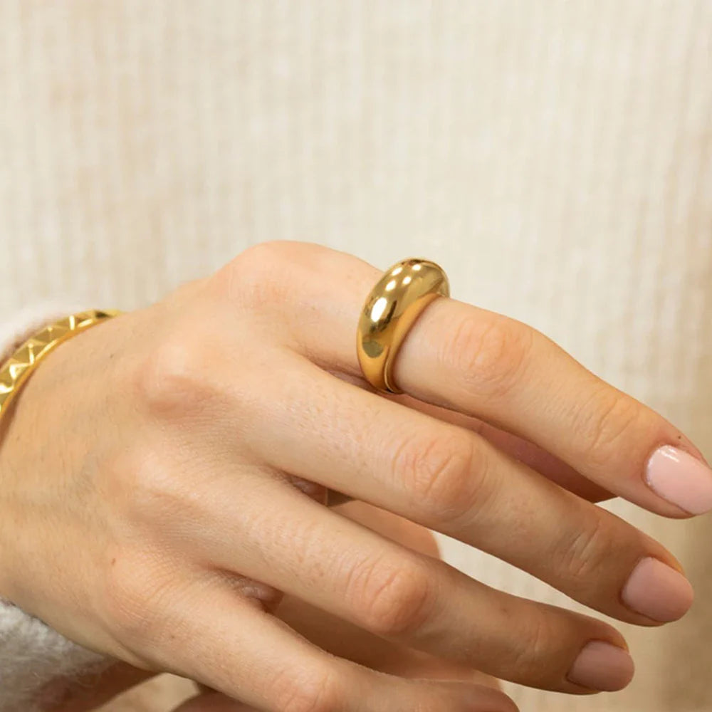 SUNIBI Fashion Simple Stainless Steel Rings for Women Arc Rings Jewellery Couple Anniversary Geometric Ring Size 5 6 7 8 Jewelry Vera Lux