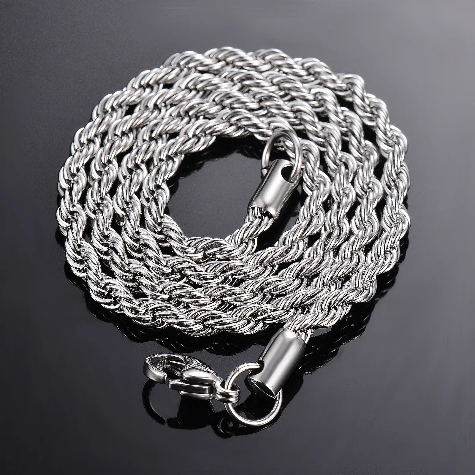 1 Pcs 925 Sterling Silver Width 2/3/4MM Rope Chain Necklace/Bracelet For Men Women Men Fashion Chain Necklace Vera Lux
