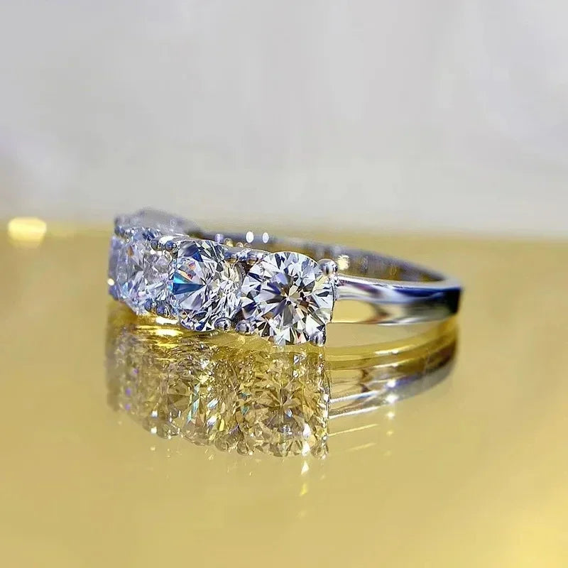 NeeTim 5mm 6.5mm Full Moissanite Ring for Women S925 Sterling Silver Eternity Sparkling Diamond Band Wedding Rings Jewelry Vera Lux