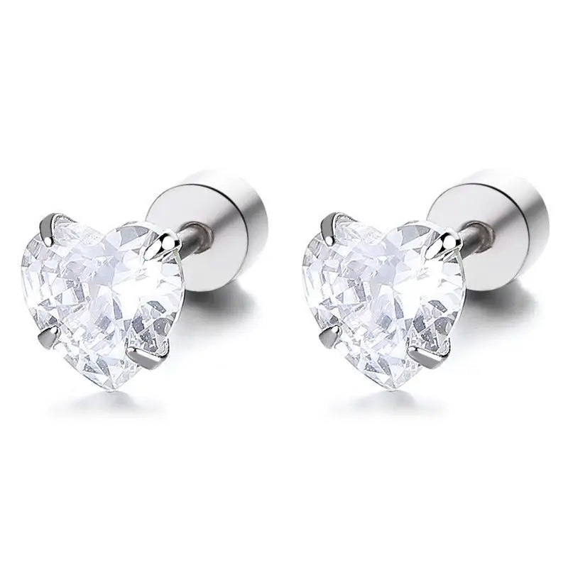 S925Silver Love zircon earrings for women, fashionable and simple ins, heart shaped earrings, personality and temperament Vera Lux