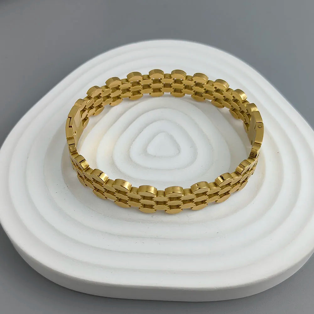 New honeycomb hollow gold-plated stainless steel bracelet, high quality waterproof silver bracelet, couple jewelry Vera Lux