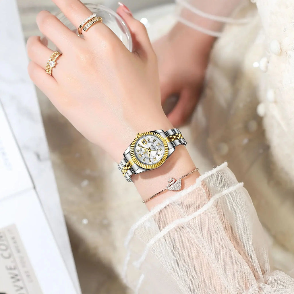 POEDAGAR Luxury Elegant Watch for Women Waterproof Luminous Date Ladies Watch Stainless Steel Quartz Women's Watches Girl Reloj Vera Lux