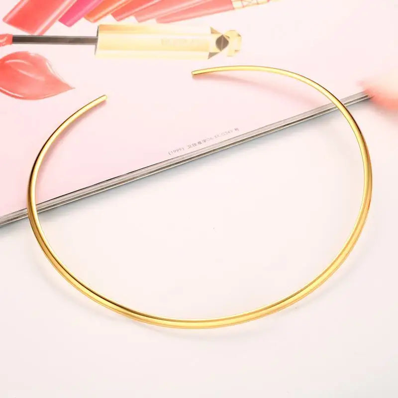 Stainles Steel Chocker Collar Necklace For Women, Open Neck Cuff Torques , Minimalist Necklace Birthday Party Gift Vera Lux