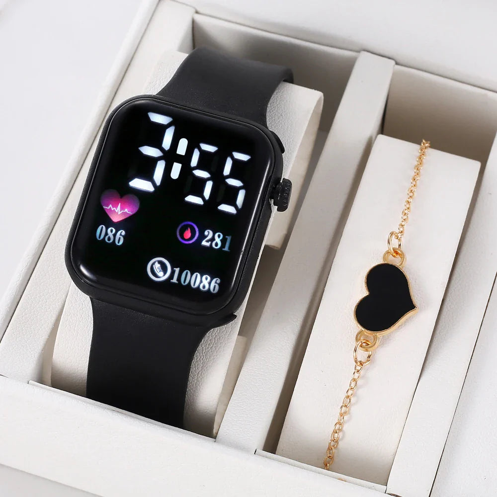 Love oriented LED electronic watch, fashionable and casual square outdoor waterproof electronic watch Vera Lux