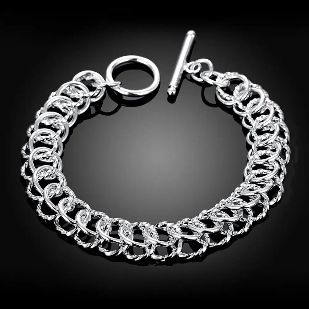 8 Inch 18K Gold Bracelet 5MM Sideways Chain Bracelet For Woman Men Fashion Wedding Engagement 925 Sterling Silver Jewelry Gifts Vera Lux