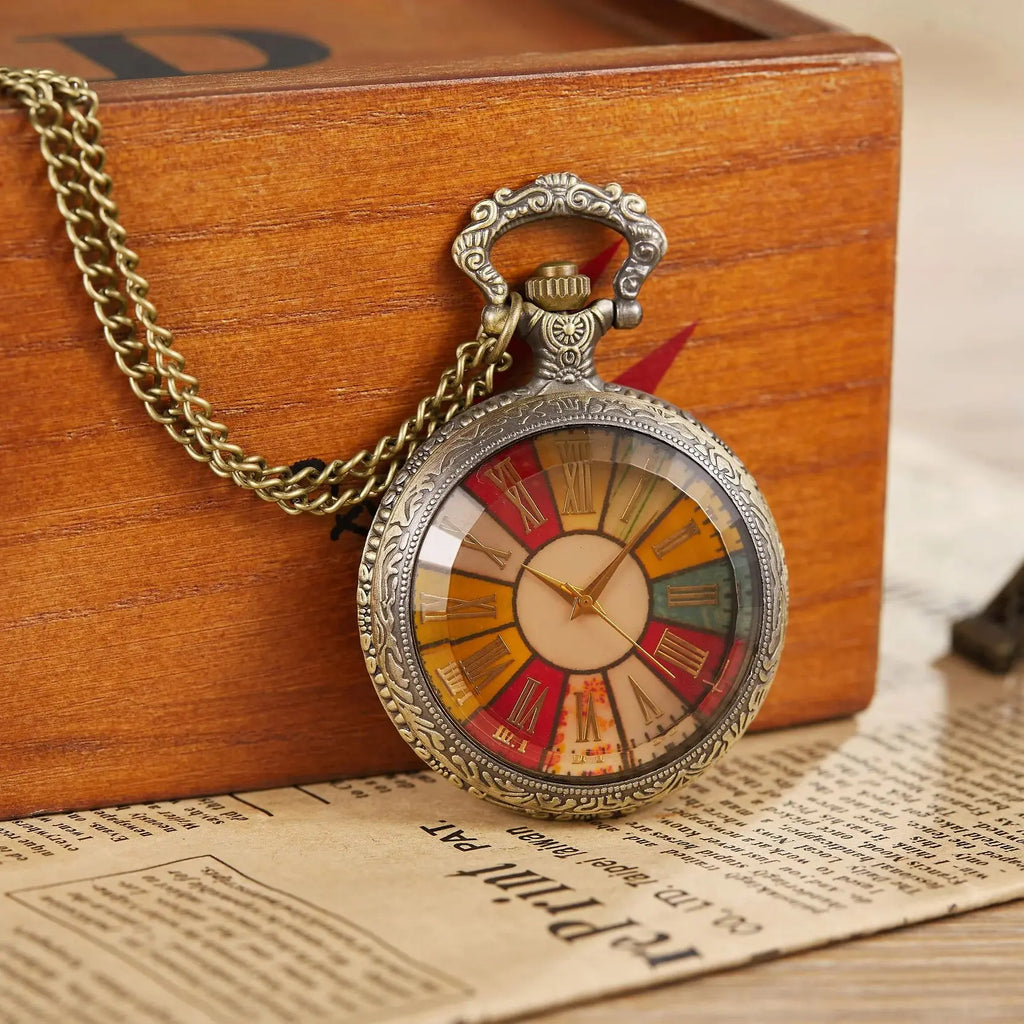 Vintage Classic Quartz Pocket Watch Exquisite Carved Roman Numeral Chain Pendant Men Women Pocket Watches reloj de bolsillo Vera Lux