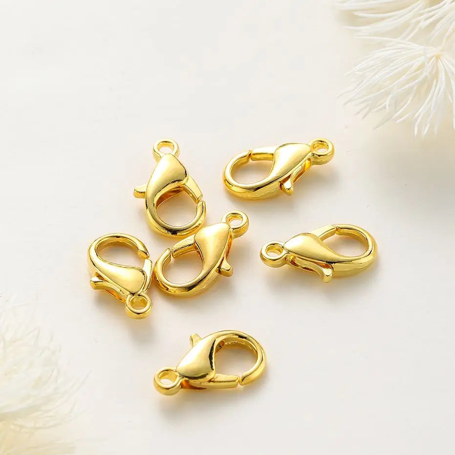 10pcs/lot 14K 18K Gold Plated Necklace Extender Chain Lobster Clasps Jump Ring Connectors Clips For DIY Jewelry Bag Craft Making Vera Lux